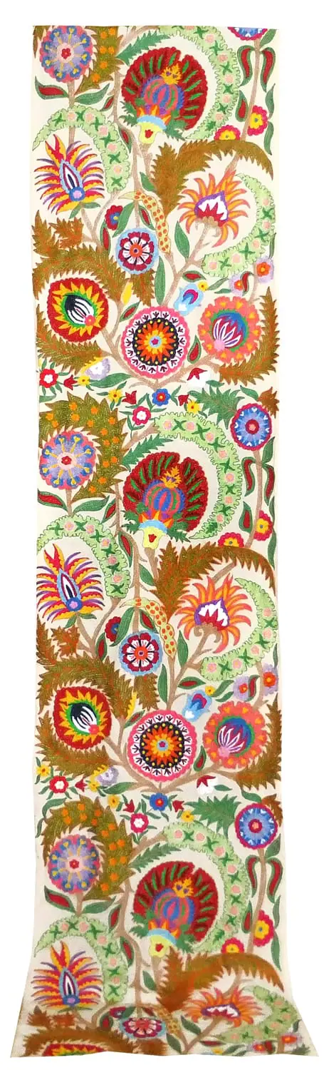 Ottoman Embroidery Material Suzani by yard in White Custom Made 3 Ottoman Embroidery Material Suzani by yard in White Custom Made - Image 3