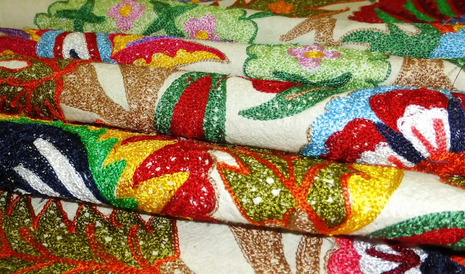 Ottoman Embroidery Material Suzani by yard in White Custom Made 4 Ottoman Embroidery Material Suzani by yard in White Custom Made - Image 4