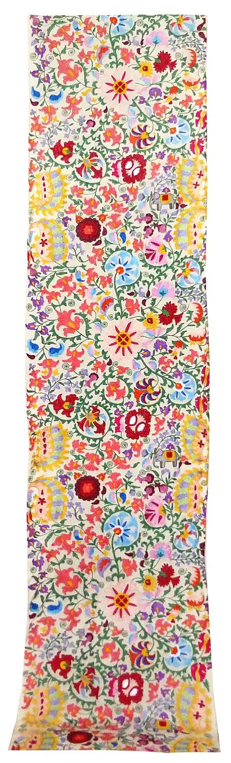 New Arrival Elephant Embroidery Suzani Material by Yard in White 4 New Arrival Elephant Embroidery Suzani Material by Yard in White - Image 4
