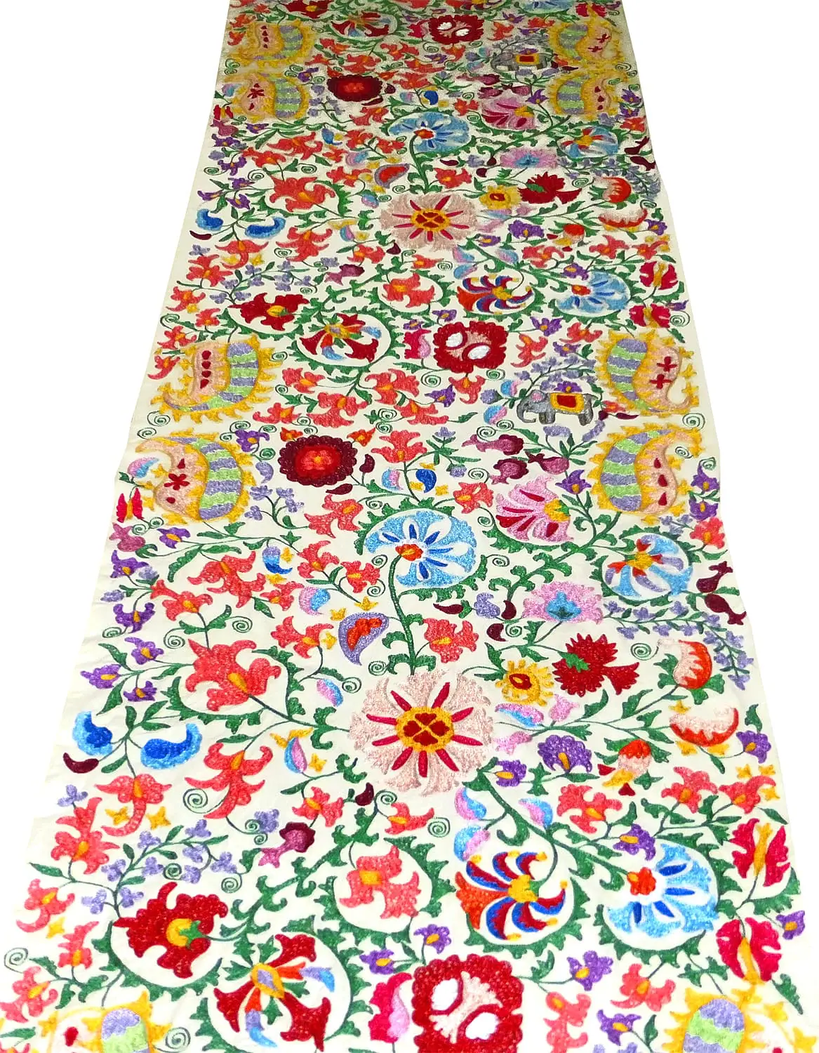New Arrival Elephant Embroidery Suzani Material by Yard in White 2 New Arrival Elephant Embroidery Suzani Material by Yard in White - Image 2