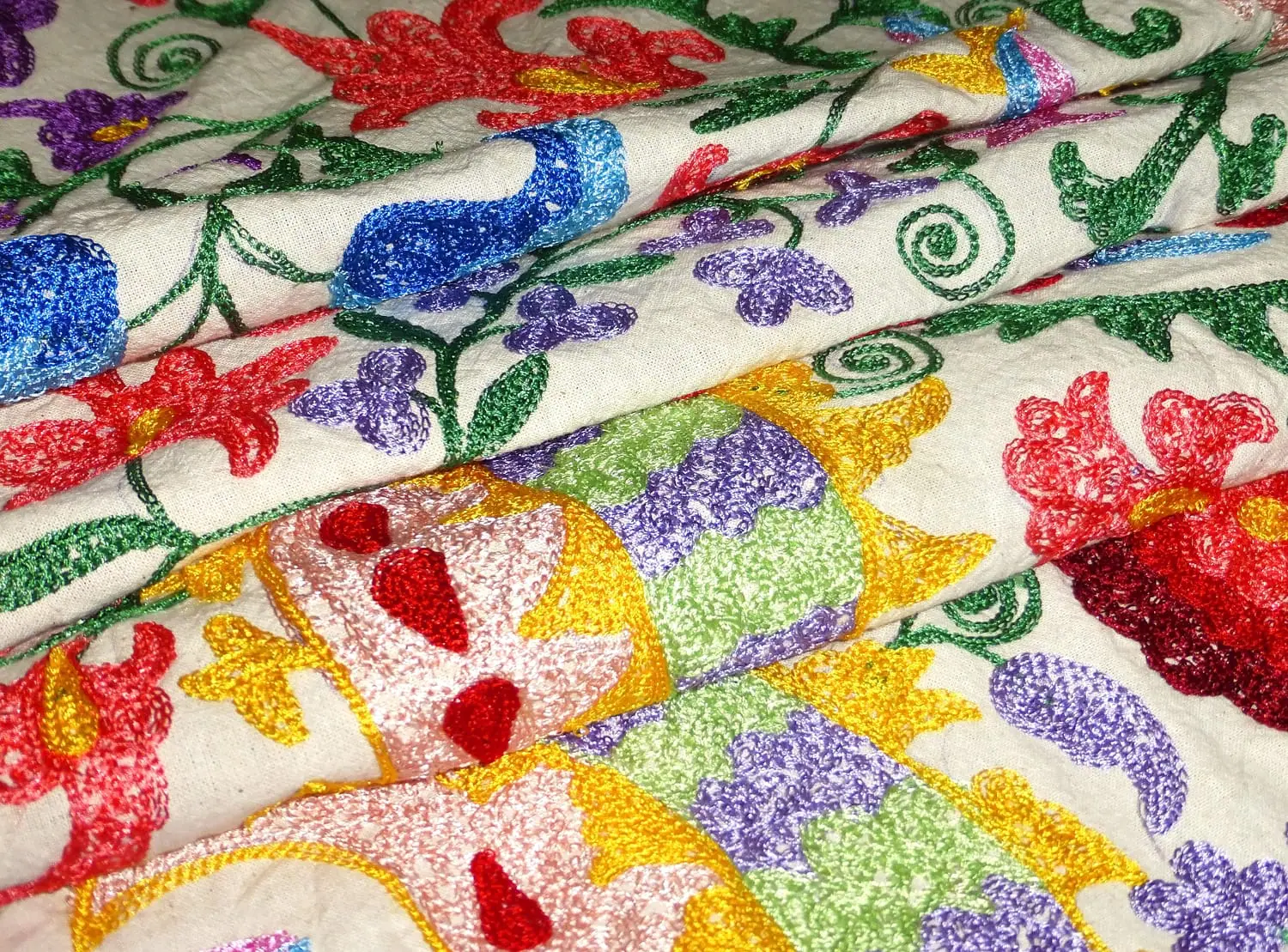 New Arrival Elephant Embroidery Suzani Material by Yard in White 5 New Arrival Elephant Embroidery Suzani Material by Yard in White - Image 5