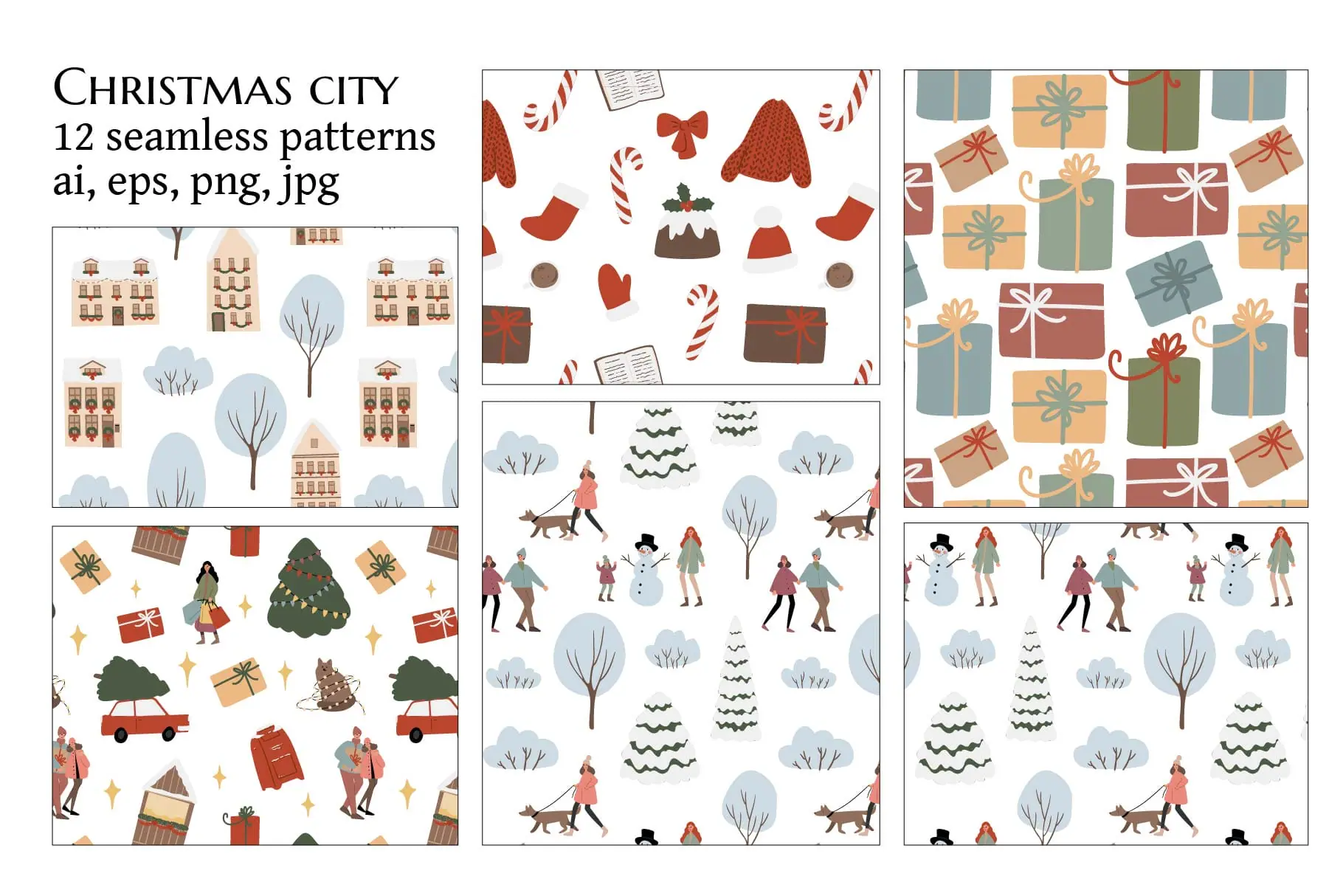 Christmas Seamless Patterns Collection, Winter Holiday Set 1 Christmas Seamless Patterns Collection, Winter Holiday Set