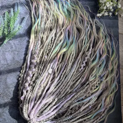 IN STOCK dreads rainbow lavander dreadlocks with curls