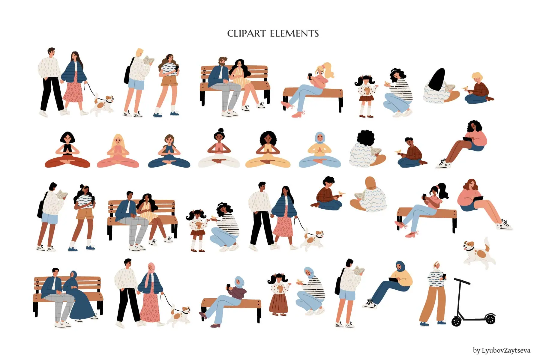 Diverse Characters and Park Elements Illustration Collection 2 Diverse Characters and Park Elements Illustration Collection - Image 2