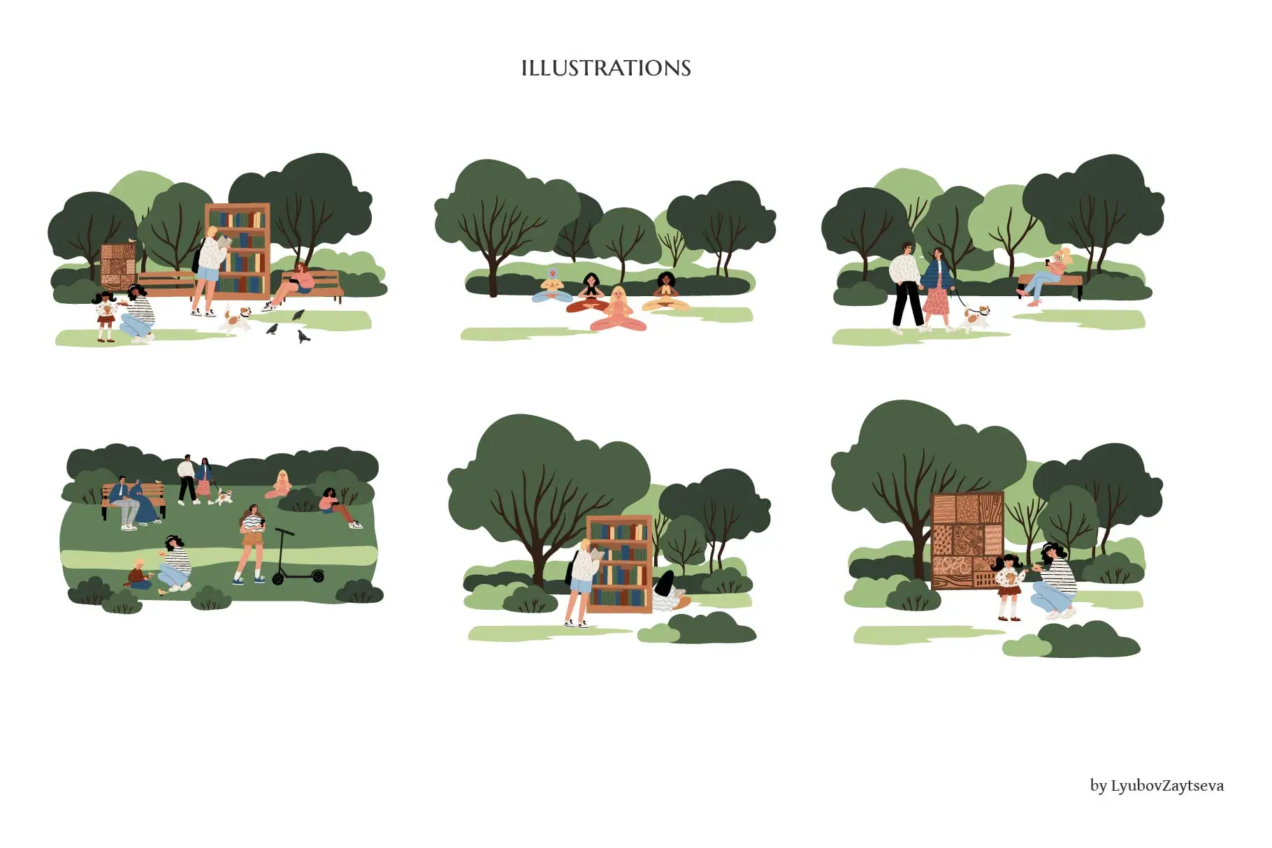 Flat Vector Illustrations of People in Park and Nature Scenes 2 Flat Vector Illustrations of People in Park and Nature Scenes - Image 2