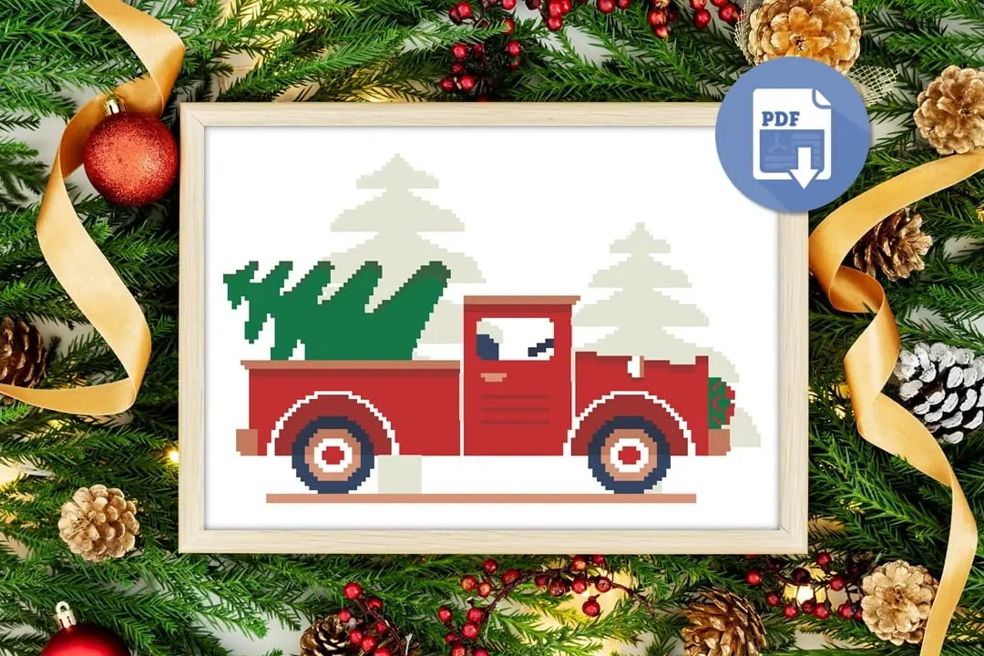 Cross Stitch Pattern Christmas Car Xmas Tree Winter Easy Decor 2 Cross Stitch Pattern Christmas Car Xmas Tree Winter Easy Decor - Image 2