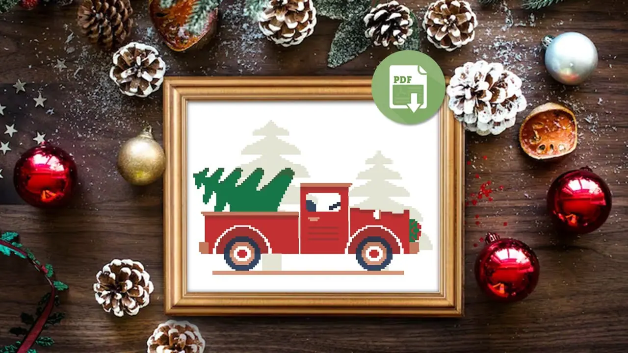 Cross Stitch Pattern Christmas Car Xmas Tree Winter Easy Decor 5 Cross Stitch Pattern Christmas Car Xmas Tree Winter Easy Decor - Image 5