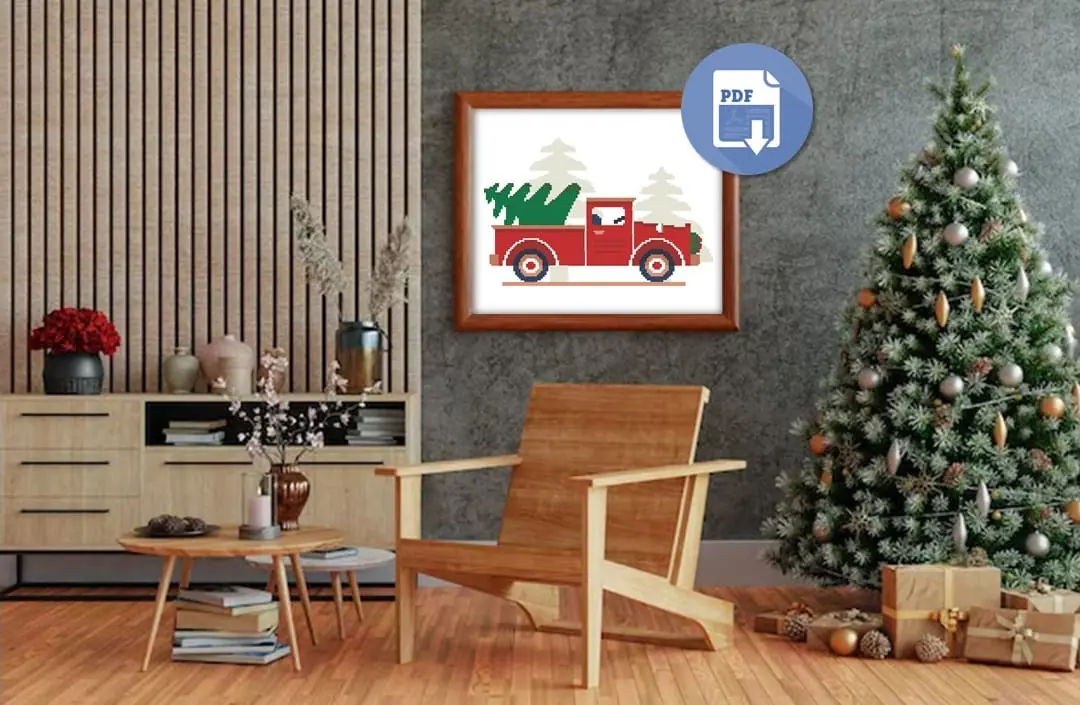 Cross Stitch Pattern Christmas Car Xmas Tree Winter Easy Decor 4 Cross Stitch Pattern Christmas Car Xmas Tree Winter Easy Decor - Image 4