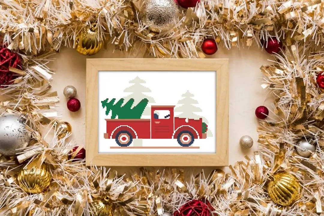 Cross Stitch Pattern Christmas Car Xmas Tree Winter Easy Decor 3 Cross Stitch Pattern Christmas Car Xmas Tree Winter Easy Decor - Image 3