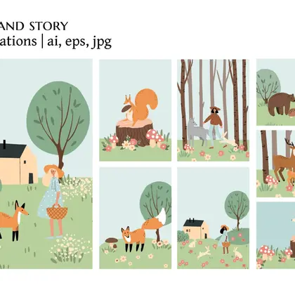 Woodland Animals and Characters Illustration Collection