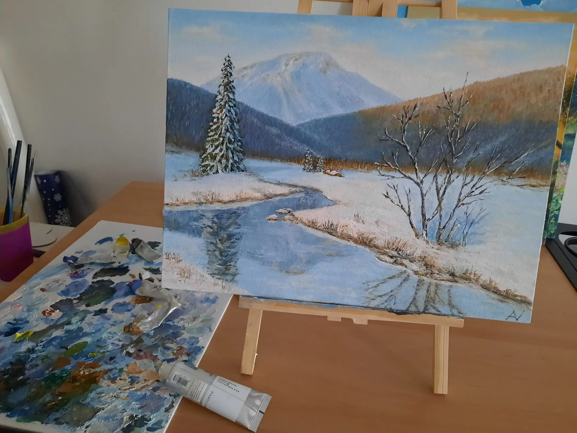 Winter landscape original oil painting. Free delivery 4 Winter landscape original oil painting. Free delivery - Image 4