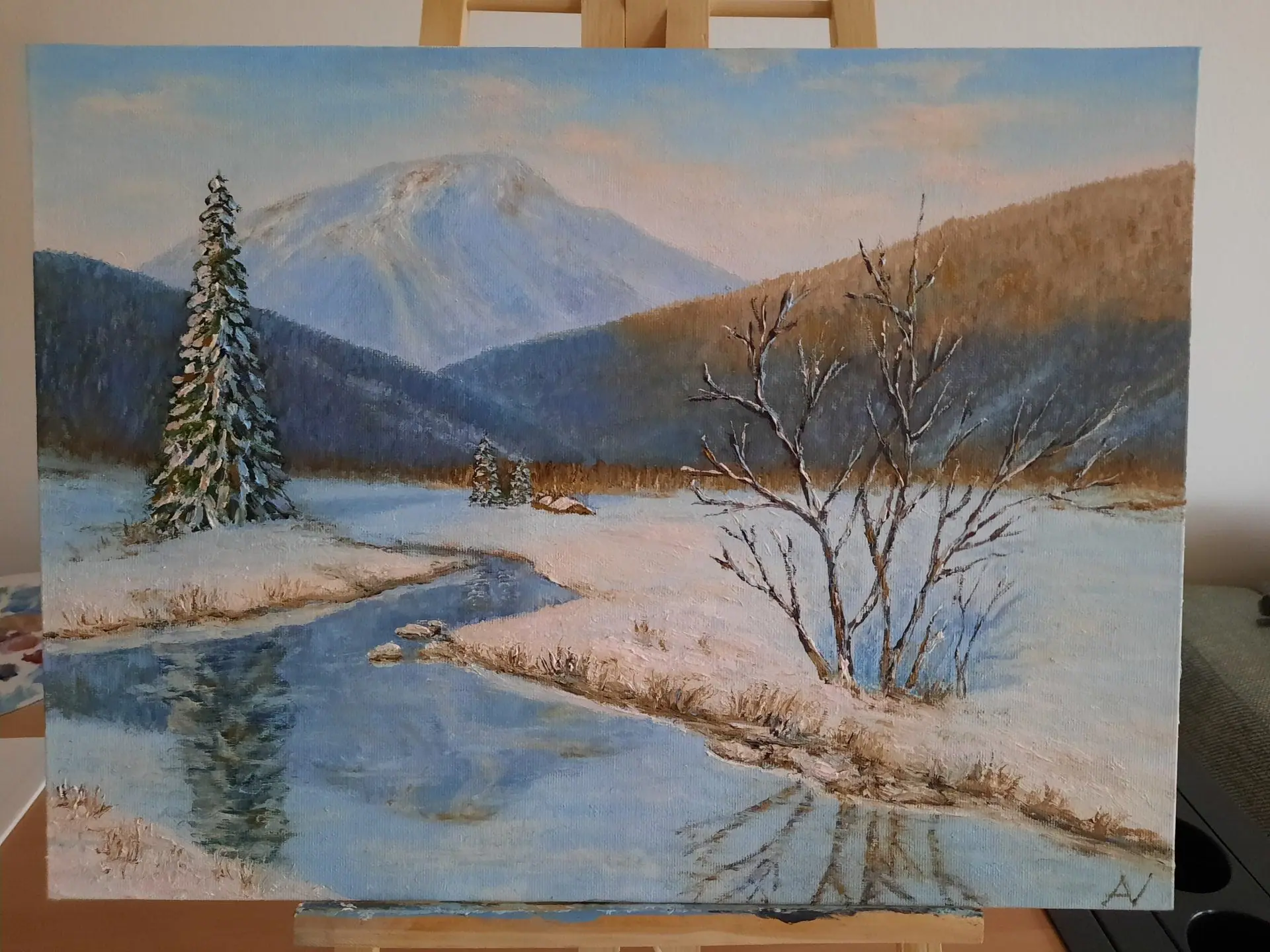Winter landscape original oil painting. Free delivery 5 Winter landscape original oil painting. Free delivery - Image 5