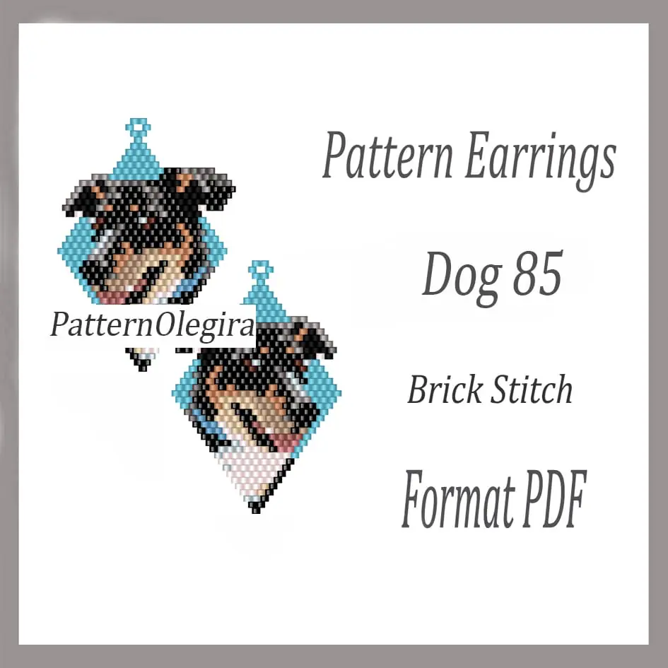 DOG 85 Earrings beading pattern Brick stitch pattern 1 Dog 85 bead pattern Dog Earrings bead pattern Beading pattern Olegirabeadpatterns