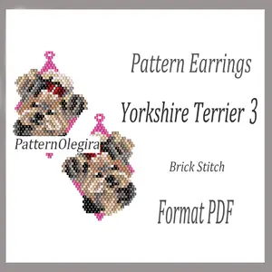 Yorkshire Terrier 3 bead pattern Dog Earrings bead pattern Beading pattern Olegirabeadpatterns