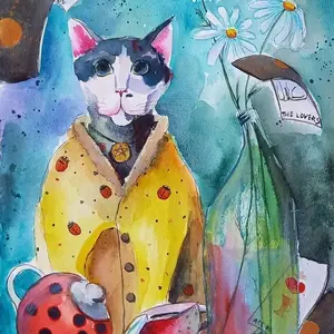 Download a digital printable postcard with cats