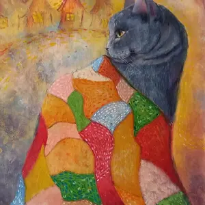 Download a digital printable postcard with cat
