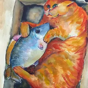 Download a digital printable postcard with cat
