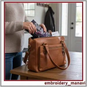 ITH pocket for foldable shopping bag with winter forest embroidery design, a perfect gift, instant download for adults.