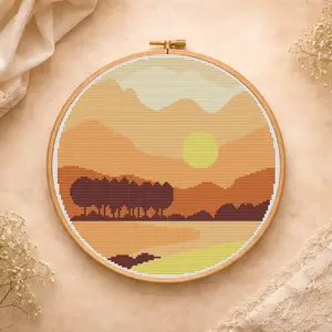 Cross stitch pattern landscape savannah PDF embroidery design