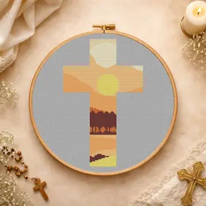 Christian cross stitch pattern PDF savannah cross embroidery