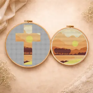 Cross Stitch Pattern Set – Savannah Landscape & Cross PDF