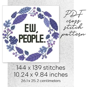 Cross Stitch Pattern Ew People Funny Sarcastic Subversive Wreath