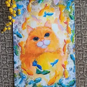 Download a digital printable postcard with cat