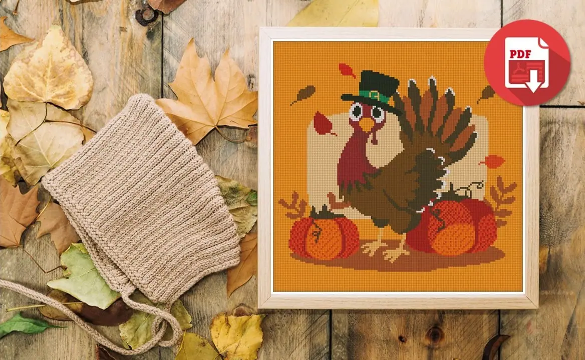 Cross Stitch Pattern Thanksgiving Turkey Holiday Easy Home Decor 4 Cross Stitch Pattern Thanksgiving Turkey Holiday Easy Home Decor - Image 4