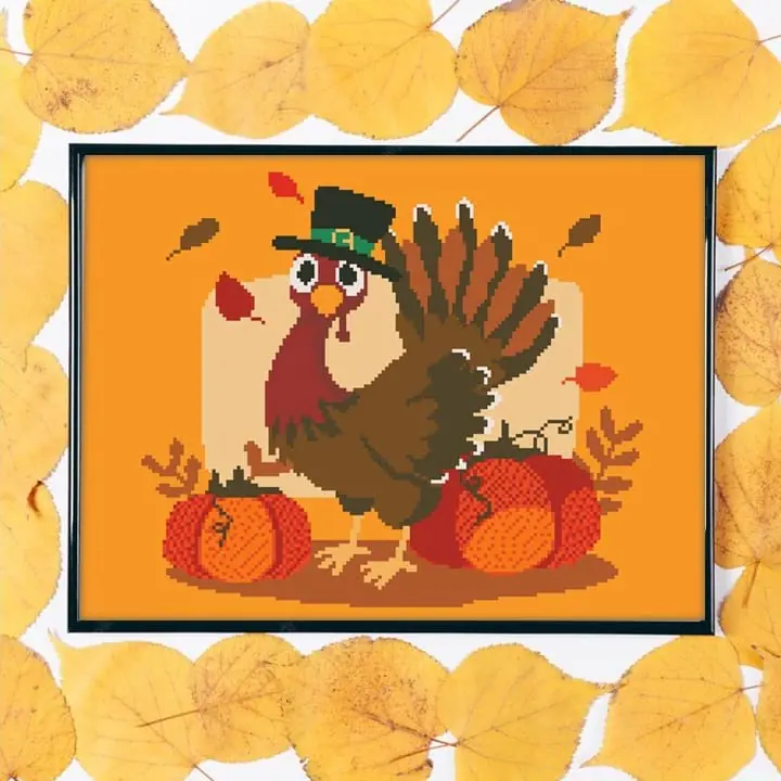 Cross Stitch Pattern Thanksgiving Turkey Holiday Easy Home Decor 3 Cross Stitch Pattern Thanksgiving Turkey Holiday Easy Home Decor - Image 3