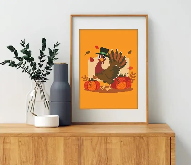 Cross Stitch Pattern Thanksgiving Turkey Holiday Easy Home Decor 2 Cross Stitch Pattern Thanksgiving Turkey Holiday Easy Home Decor - Image 2