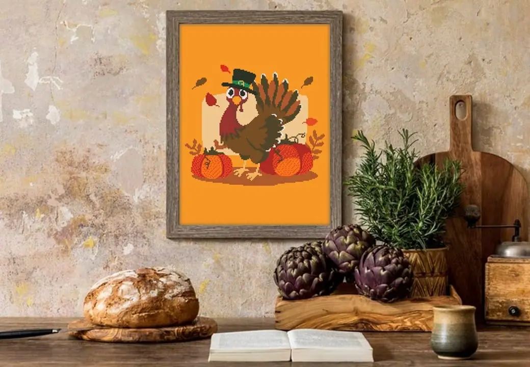 Cross Stitch Pattern Thanksgiving Turkey Holiday Easy Home Decor 9 Cross Stitch Pattern Thanksgiving Turkey Holiday Easy Home Decor - Image 9