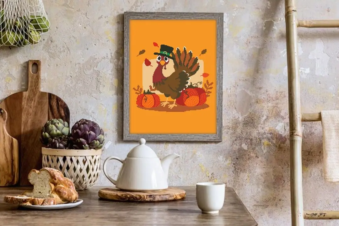 Cross Stitch Pattern Thanksgiving Turkey Holiday Easy Home Decor 6 Cross Stitch Pattern Thanksgiving Turkey Holiday Easy Home Decor - Image 6