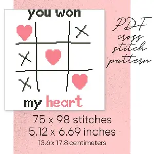 Cross Stitch Pattern Valentines Day Holiday Couple Gift DIY Decor