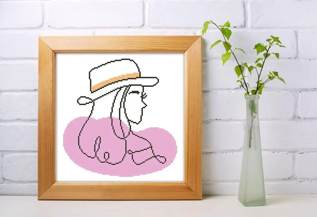 Cross Stitch Pattern Boho Girl Silhouette Female Easy Room Decor 2 Cross Stitch Pattern Boho Girl Silhouette Female Easy Room Decor - Image 2