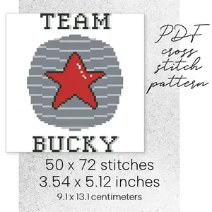 Cross Stitch Pattern Team Bucky Barnes Winter Soldier Marvel Easy