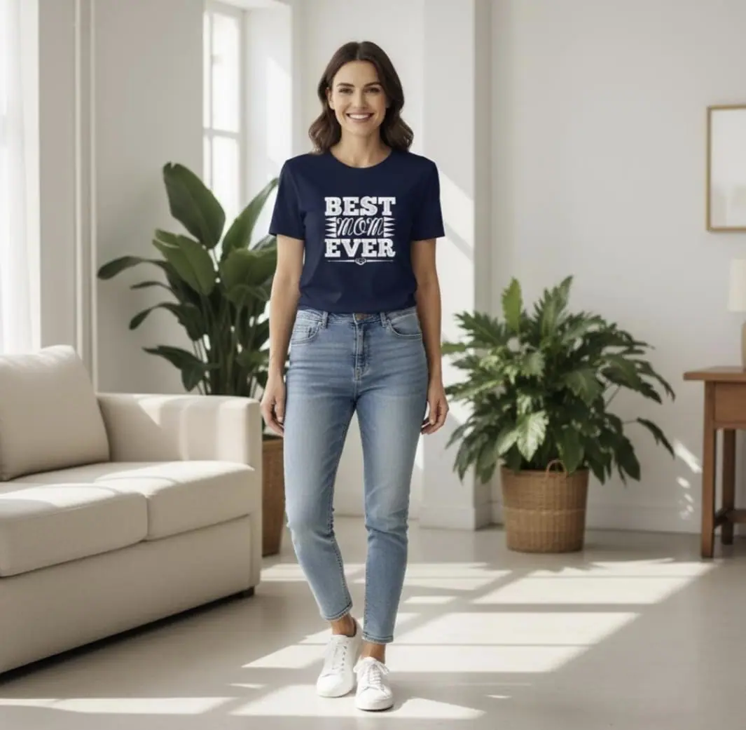 Best Mom Ever Navy Cotton Tee - Perfect Mother's Day Gift Shirt 2 Best Mom Ever Navy Cotton Tee - Perfect Mother's Day Gift Shirt - Image 2