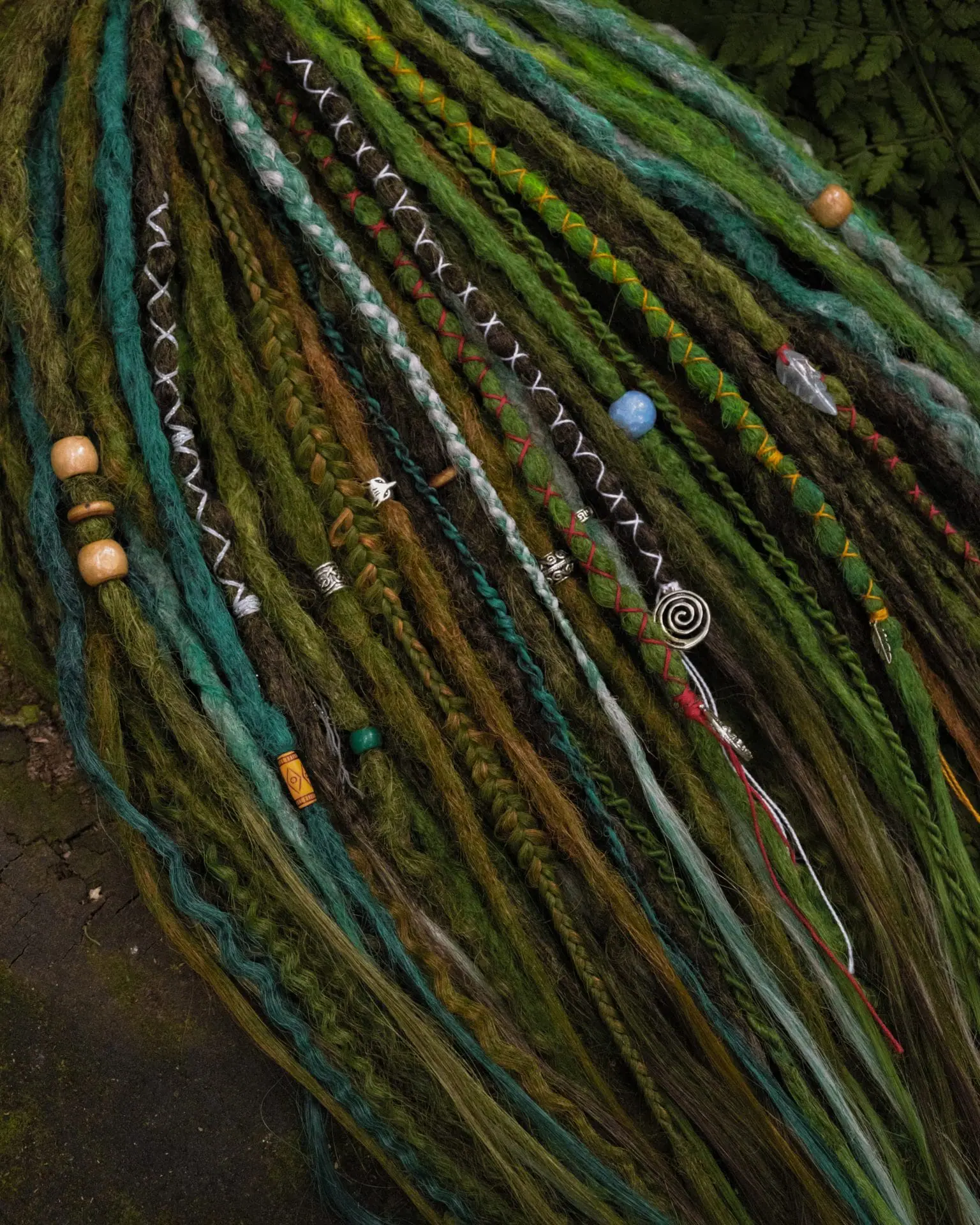 READY TO SHIP Forest de dreads, green and brown dreadlocks 3 READY TO SHIP Forest de dreads, green and brown dreadlocks - Image 3