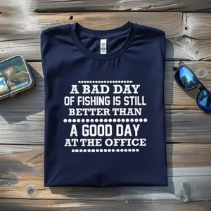 A Bad Day of Fishing Navy Tee - Funny Fisherman Graphic Shirt