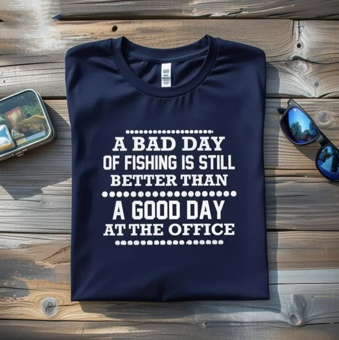 A Bad Day of Fishing Navy Tee - Funny Fisherman Graphic Shirt 1 A Bad Day of Fishing Navy Tee - Funny Fisherman Graphic Shirt