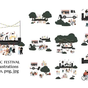 Ready-Made Compositions with People and Musicians for Festivals