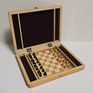Vintage Soviet Wooden Travel Chess.Rare Russian Antique chess set