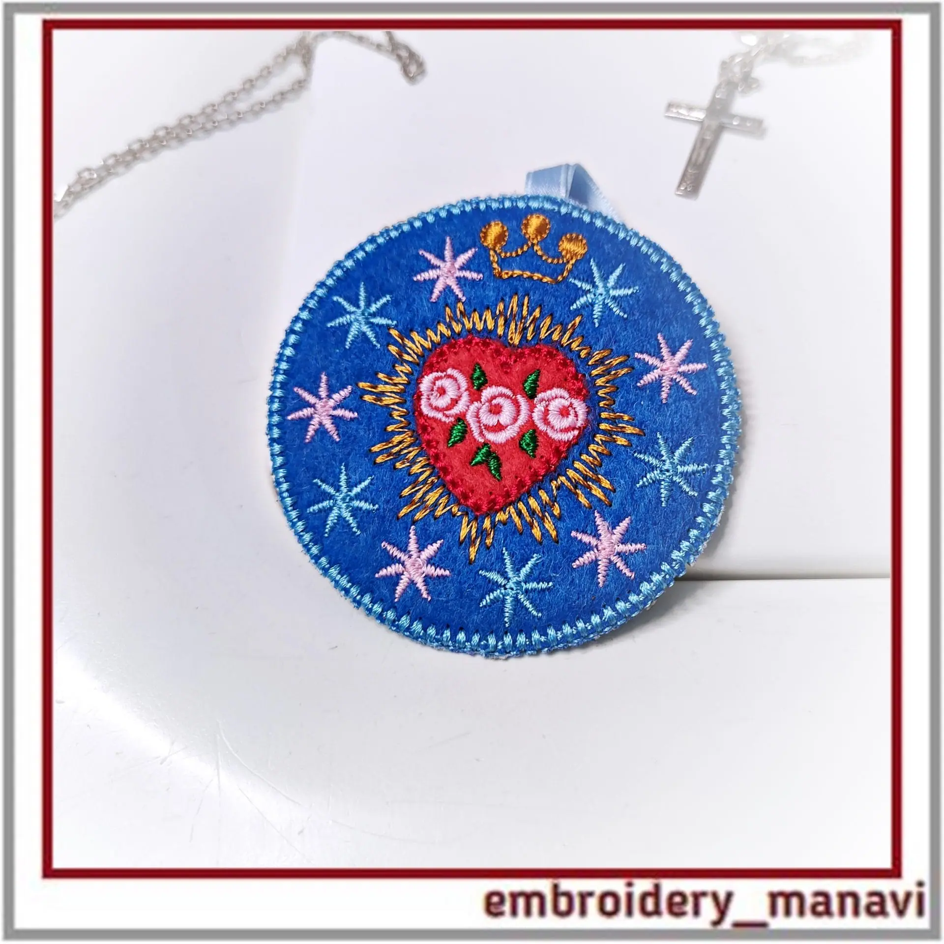 ITH embroidery design set Christian heart cross flame thorns - Image 4