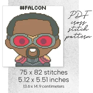 Cross Stitch Pattern Sam Wilson Falcon Captain America Avengers
