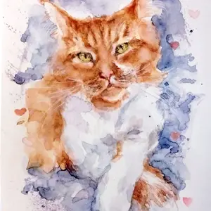 Sweet Lennart Pet Portrait Watercolor Painting