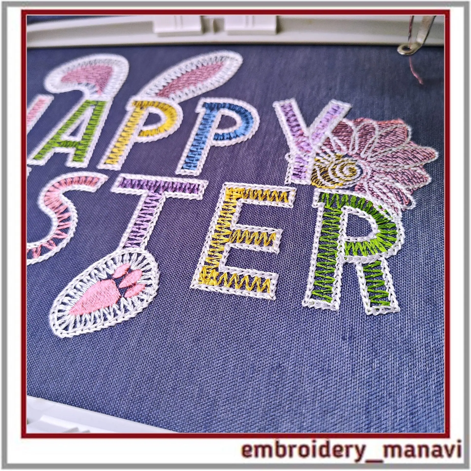 Happy Easter embroidery design bunny flower decor 4 Happy Easter embroidery design bunny flower decor - Image 4