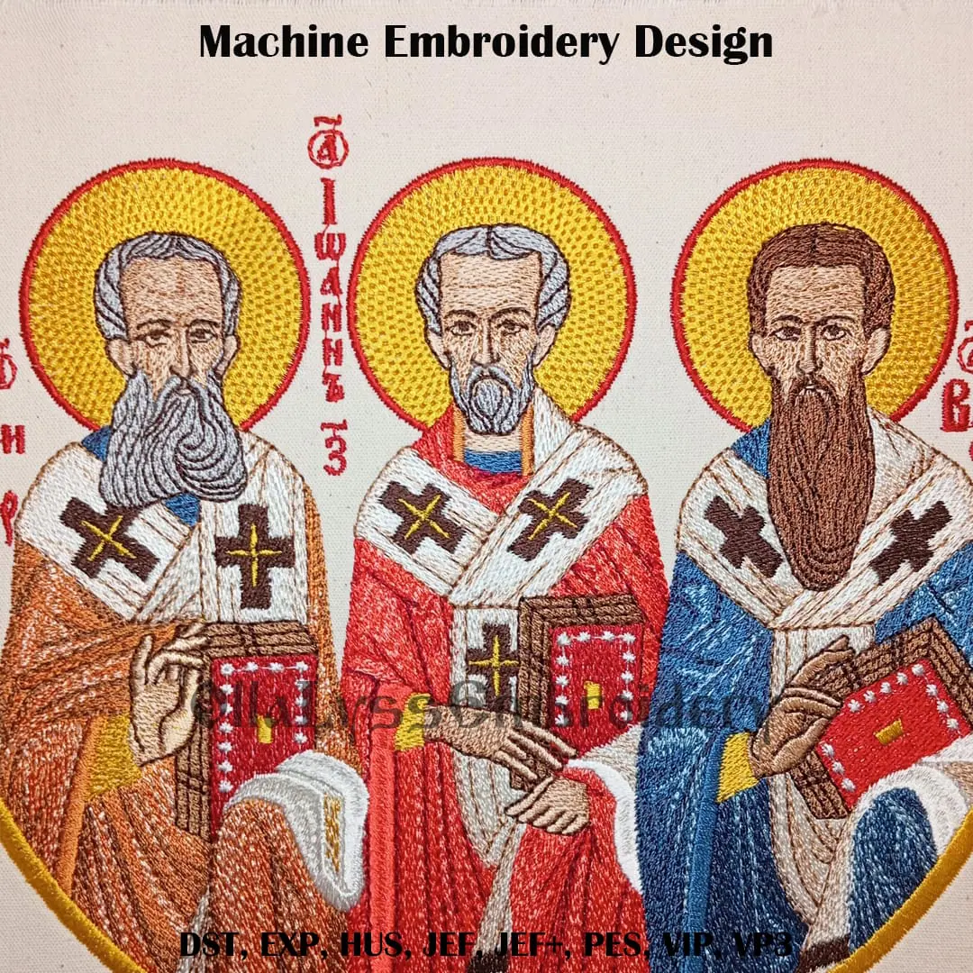 Three Holy Hierarchs embroidery design 3 Embroidered icon of Icon of Three Holy Hierarchs.