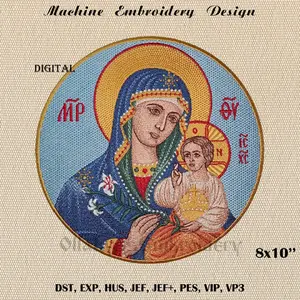 Unfading Flower Icon of the Mother of God 8x8" machine embroidery design