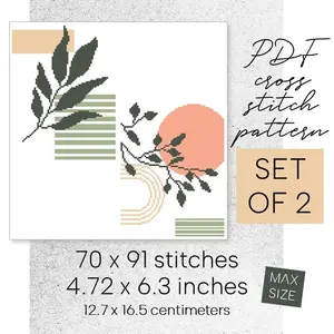 Cross Stitch Pattern Boho Flower Abstraction Easy Home Decor Room