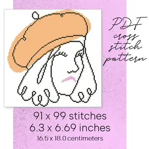 Cross Stitch Pattern Boho Girl Female Silhouette DIY Home Decor