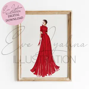 DIGITAL DOWNLOAD V Dress (Printable Fashion Illustration)